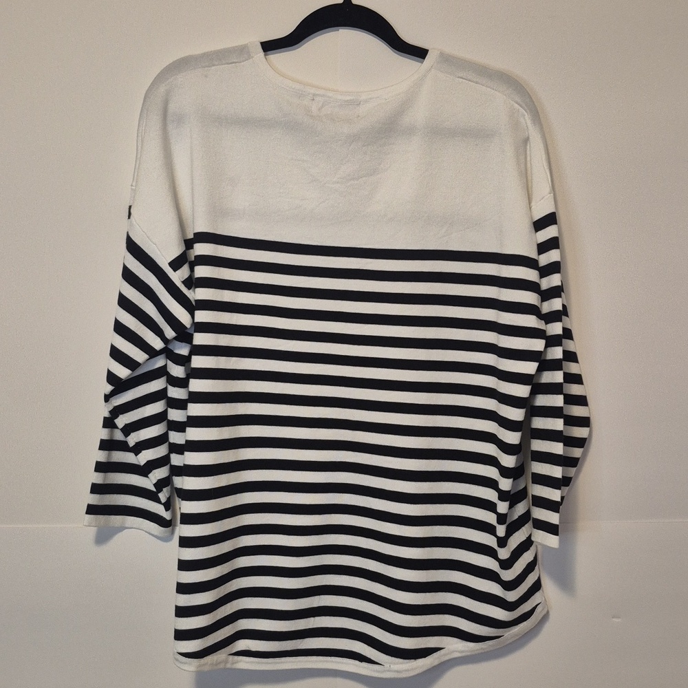 NWT PHILOSOPHY Crew Neck Striped Sweater w/Heart - XL - Picture 4 of 7
